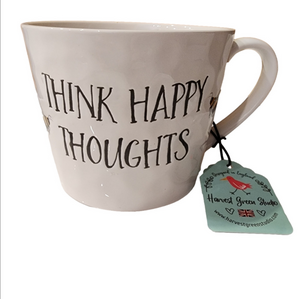 Harvear Green Studio Made In England "Think Happy Thoughts" Bee Mug Stoneware